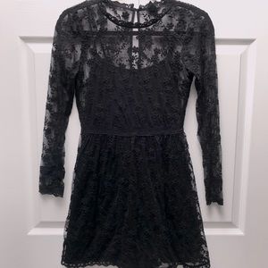 Black lace flare dress